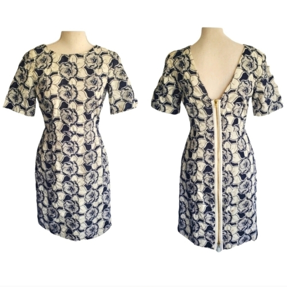 J. Crew Collection Floral Embroidered Zip Back Dress - Picture 1 of 10